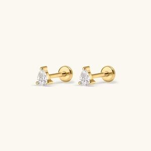 Classic Gold Teardrop CZ Stud Earrings - Gold